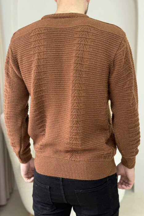 SIMPLE DESING KNITTED MEN SWEATER BROWN/KAFE - 4