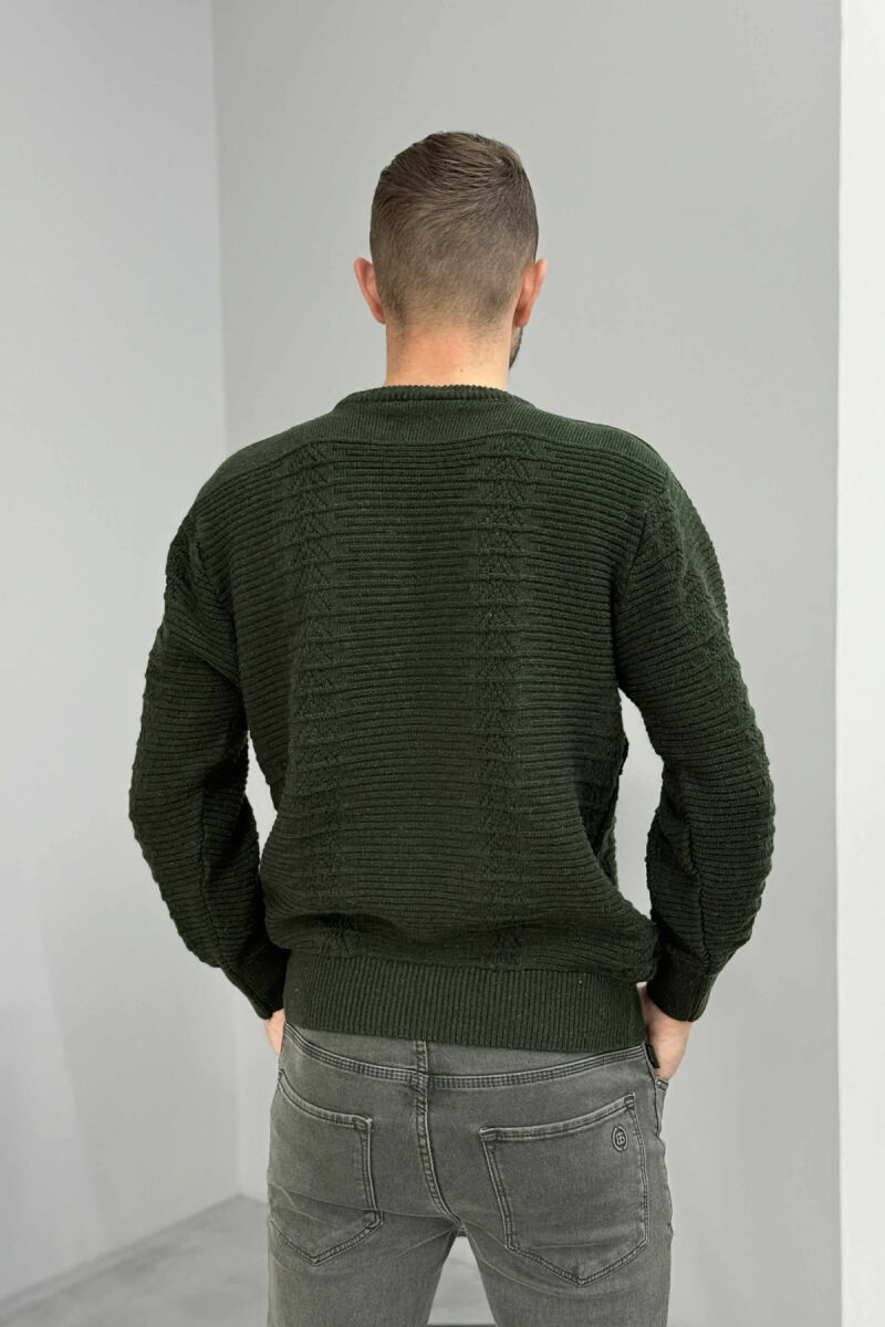 SIMPLE DESING KNITTED MEN SWEATER DARK GREEN/JEE - 4