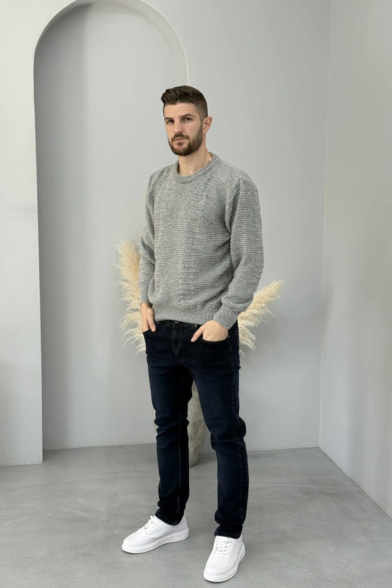 SIMPLE DESING KNITTED MEN SWEATER GREY/GRI - 2