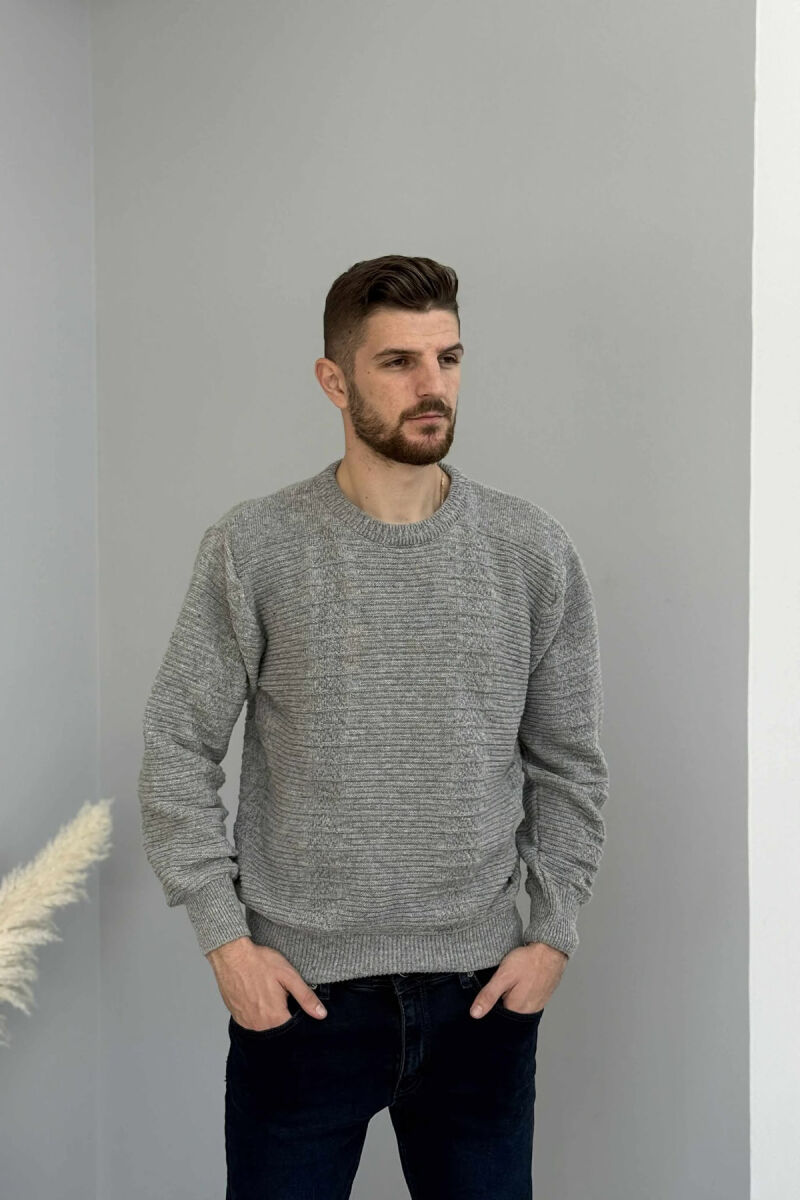 SIMPLE DESING KNITTED MEN SWEATER GREY/GRI - 3