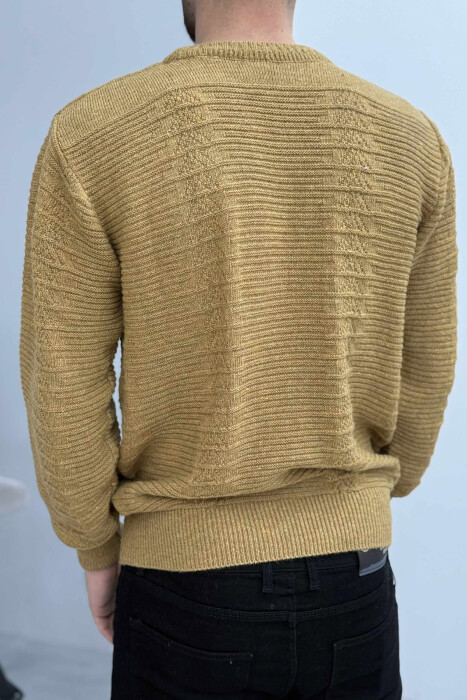 SIMPLE DESING KNITTED MEN SWEATER MUSTARD/MUSTARDE - 4