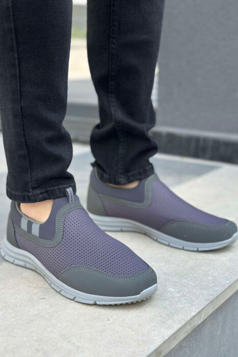SIMPLE EVERYDAY MEN SNEAKERS DARK GREY/GEE - KLAUDIO FASHION