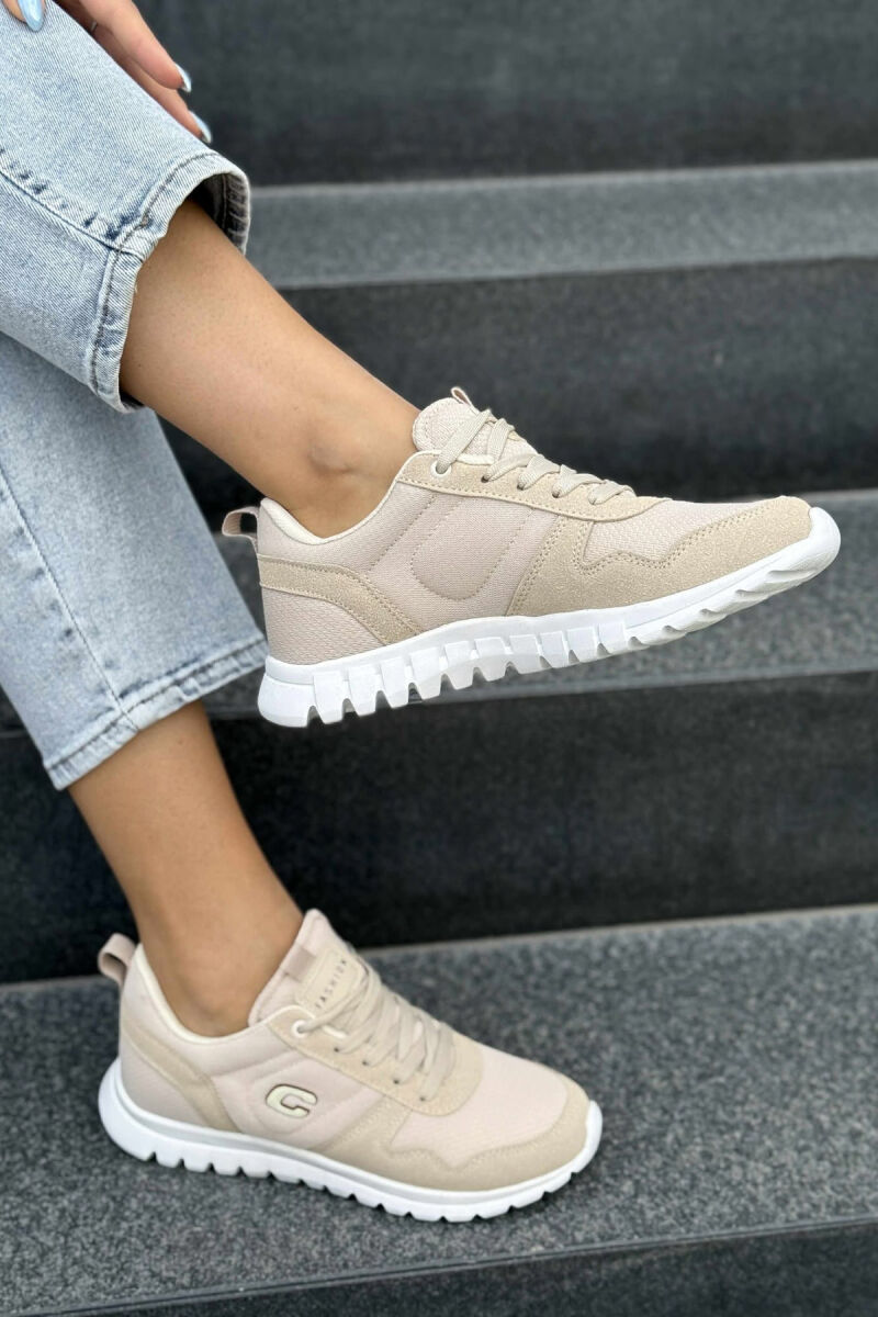 SIMPLE EVERYDAY ONE COLOR WOMEN SNEAKERS BEIGE/BEZHE - 3