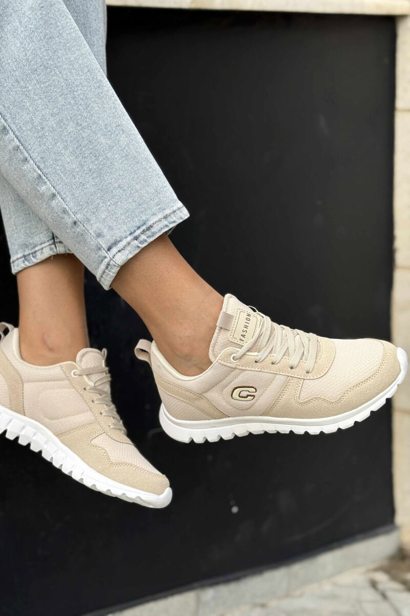 SIMPLE EVERYDAY ONE COLOR WOMEN SNEAKERS BEIGE/BEZHE - 6