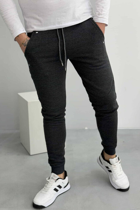 SIMPLE FLUFFY MEN SWEATPANTS DARK GREY/GEE - 1