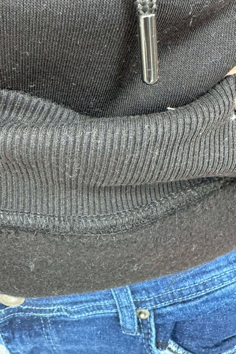 SIMPLE FRONT WRITTINGS FLUFFY MEN HOODIE BLACK/ E ZEZE - 4