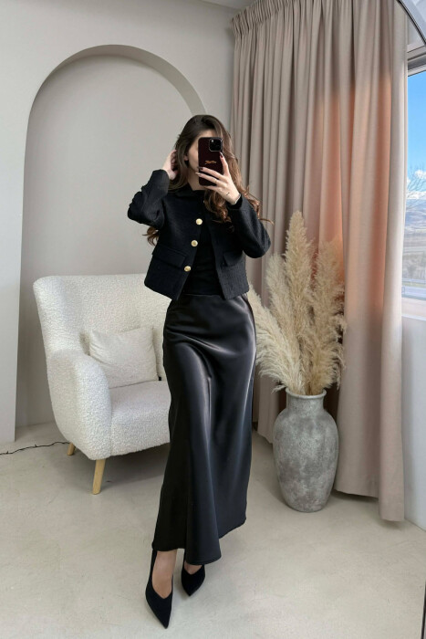 SIMPLE GOLD BUTTONS WOMEN JACKET BLACK/ E ZEZE 