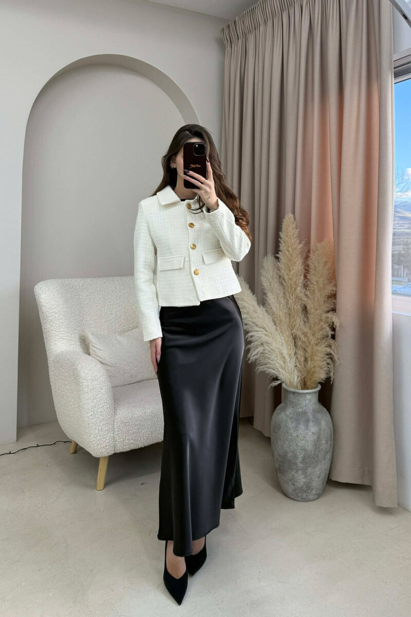 SIMPLE GOLD BUTTONS WOMEN JACKET CREAM/KREM - 1