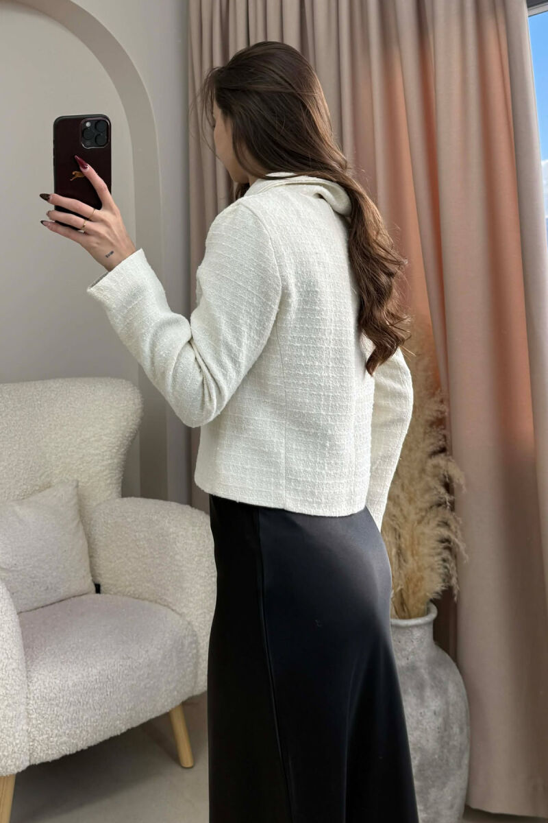 SIMPLE GOLD BUTTONS WOMEN JACKET CREAM/KREM - 4