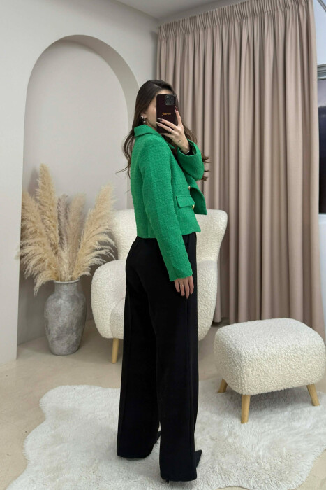 SIMPLE GOLD BUTTONS WOMEN JACKET GREEN/JESHILE - 4