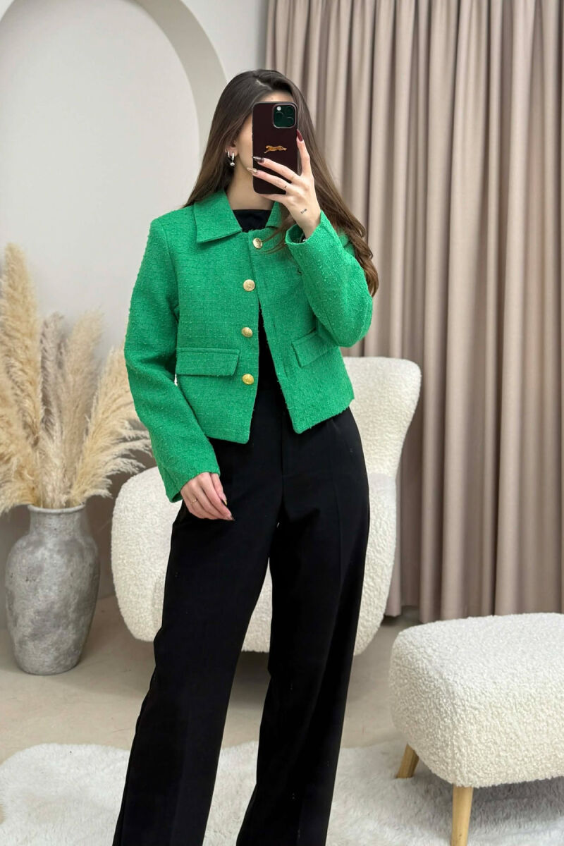 SIMPLE GOLD BUTTONS WOMEN JACKET GREEN/JESHILE - 2