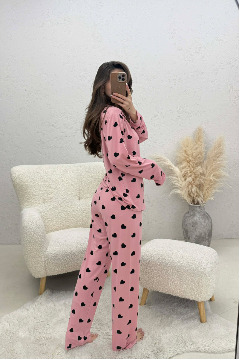 SIMPLE HEARTS DESIGN SHIRT+TROUSERS WOMEN PYJAMAS POWDER/PUDER - 2