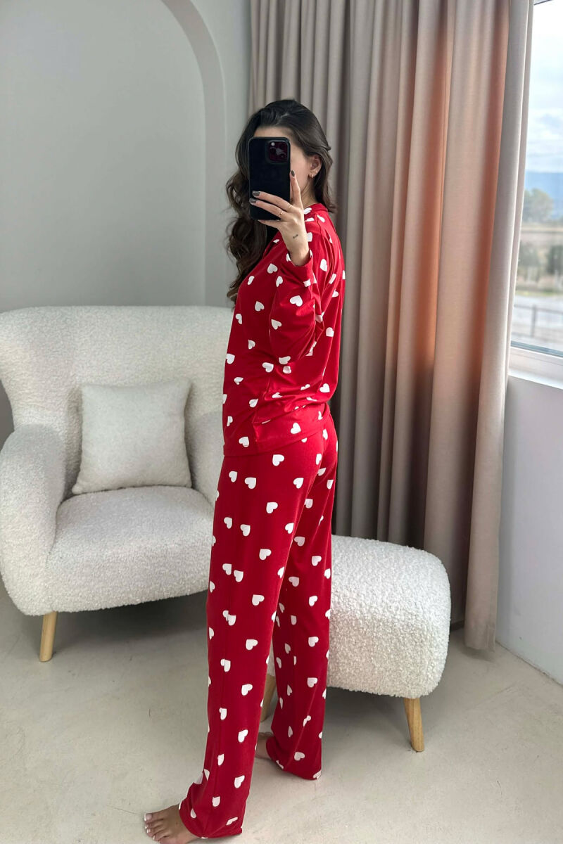 SIMPLE HEARTS DESIGN SHIRT+TROUSERS WOMEN PYJAMAS RED/E KUQE - 3