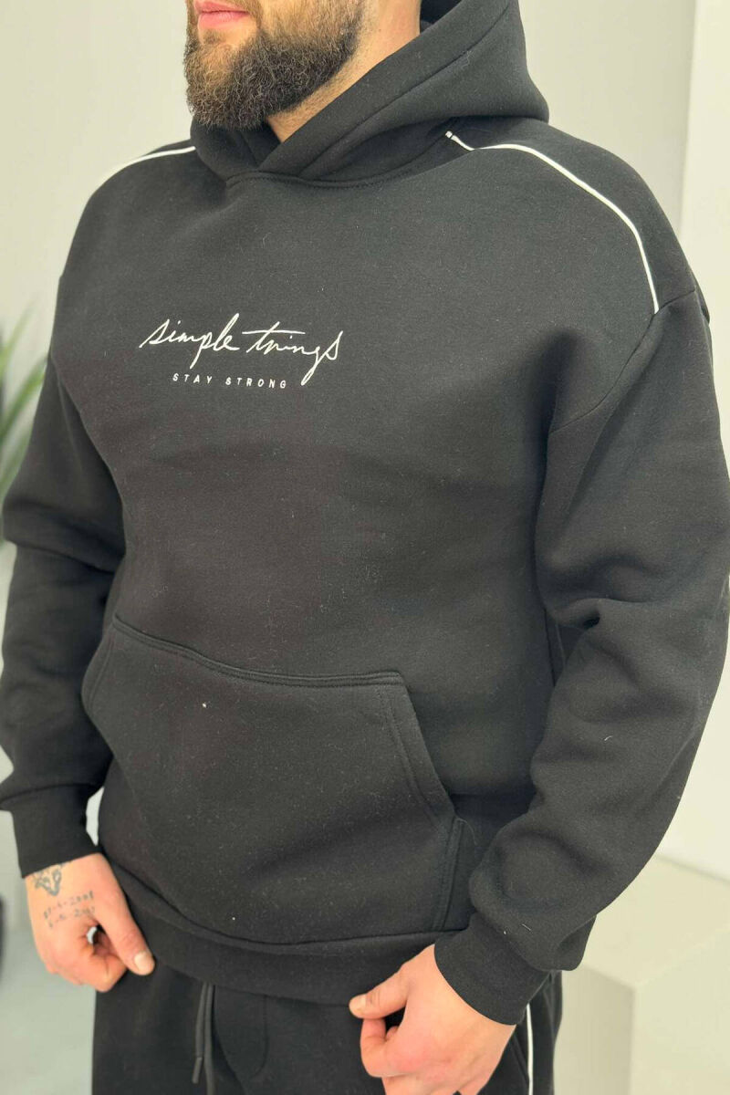 SIMPLE HOODED MEN FLUFFY SET BLACK/ E ZEZE - 4