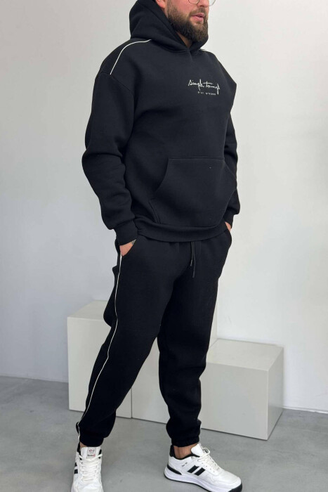 SIMPLE HOODED MEN FLUFFY SET BLACK/ E ZEZE - 5