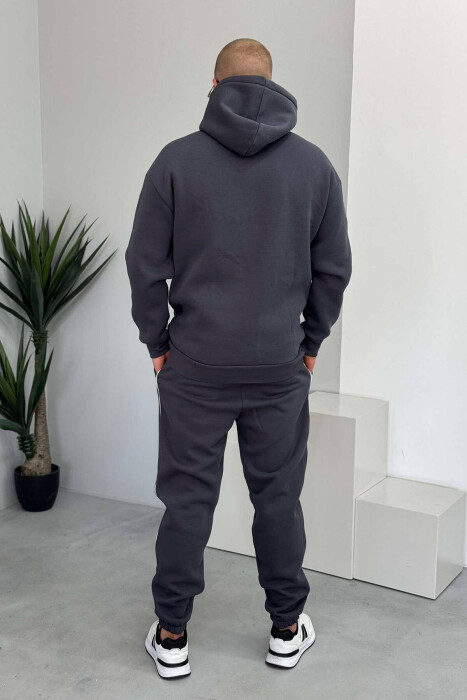 SIMPLE HOODED MEN FLUFFY SET DARK GREY/GEE - 5