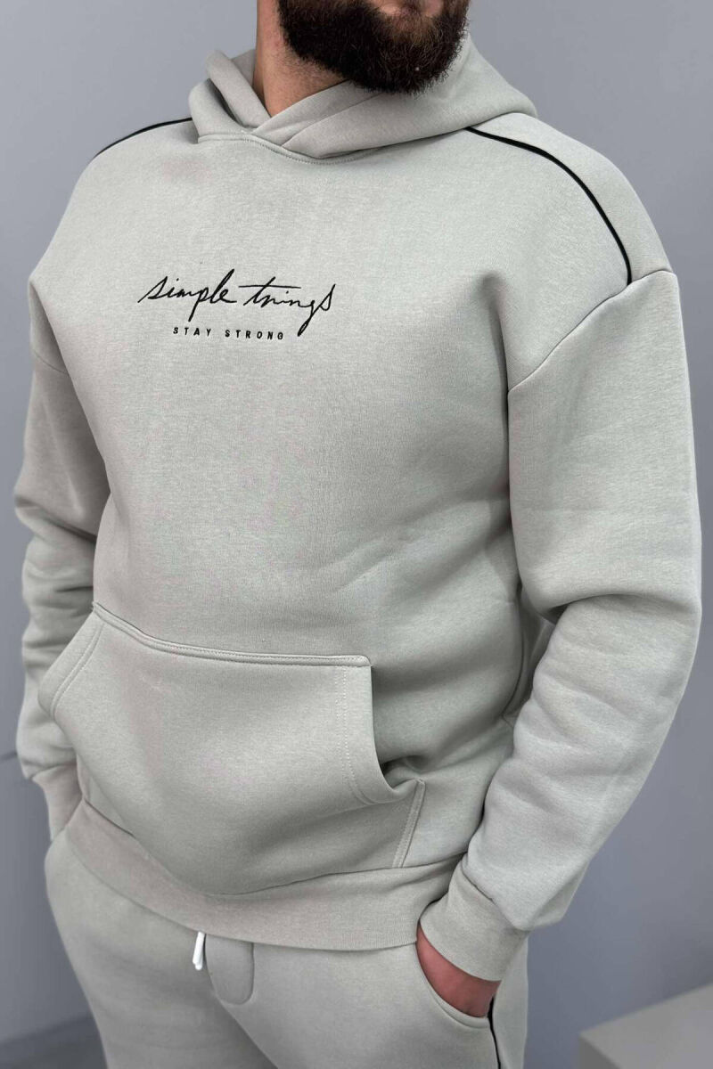 SIMPLE HOODED MEN FLUFFY SET LIGHT GREY/GZ - 3