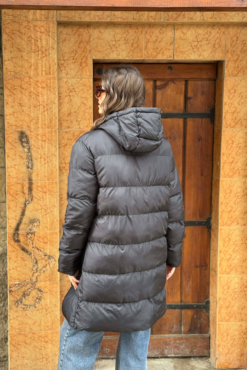 SIMPLE HOODED WOMEN PUFFER JACKET BLACK/ E ZEZE - 4