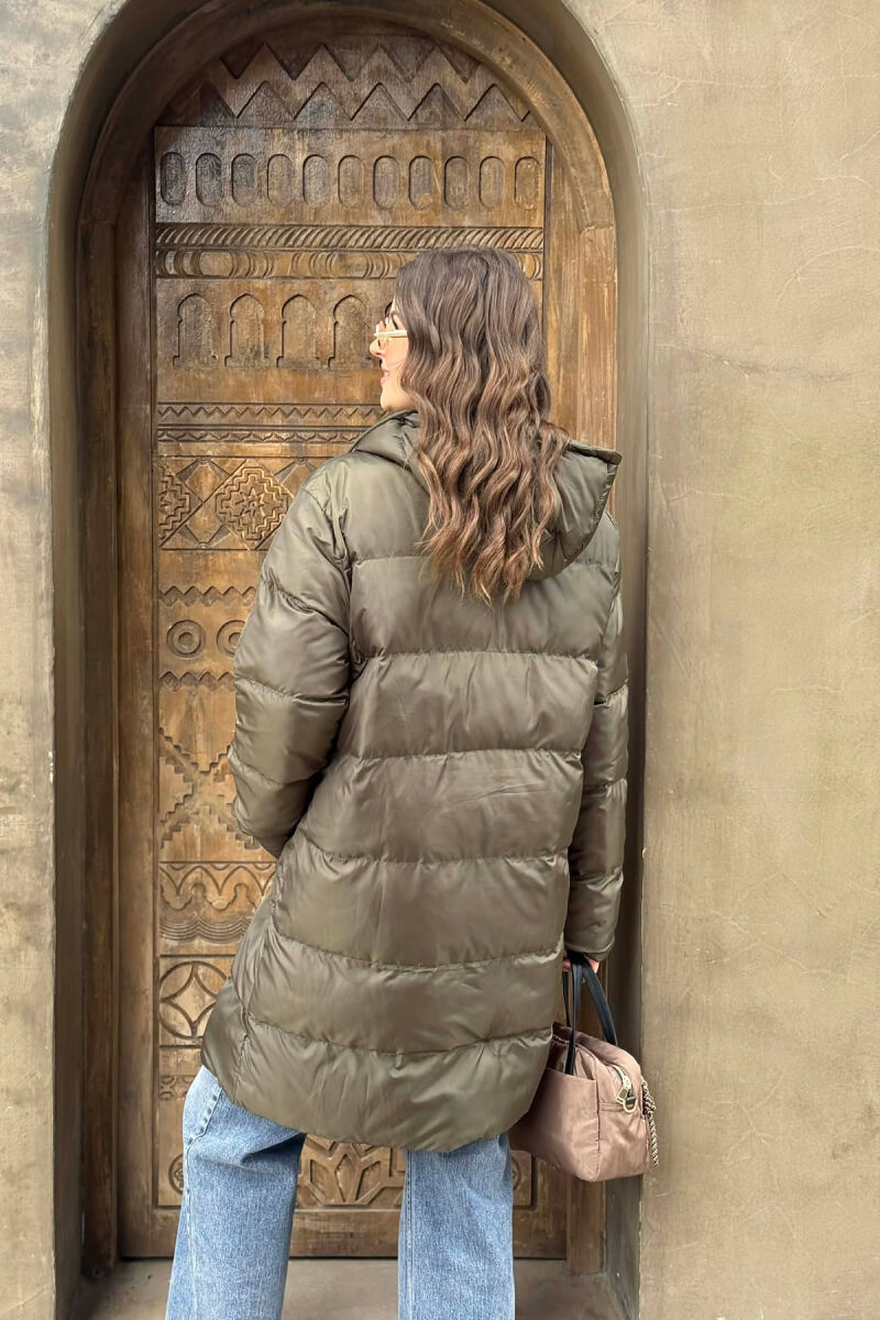 SIMPLE HOODED WOMEN PUFFER JACKET GREEN/JESHILE - 5