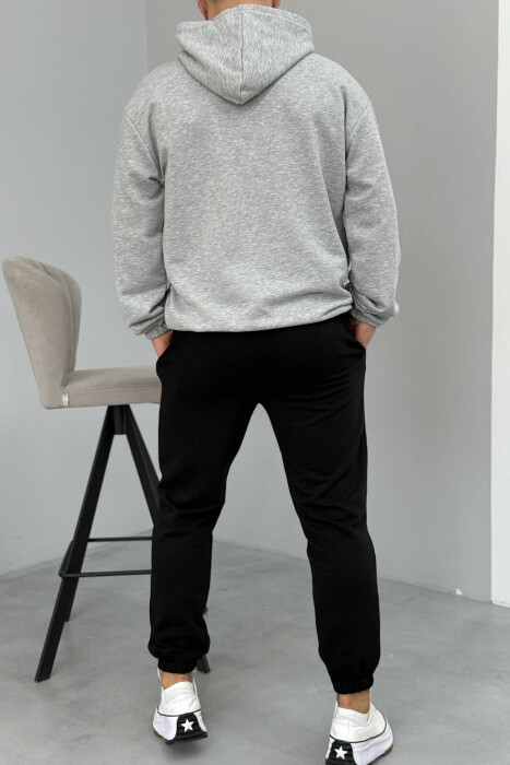 SIMPLE HOODIE+JOGGERS MEN SET GREY/BLACK-GRZE - 3