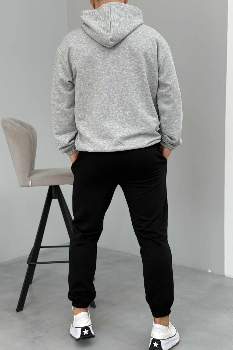 SIMPLE HOODIE+JOGGERS MEN SET GREY/BLACK-GRZE - 3
