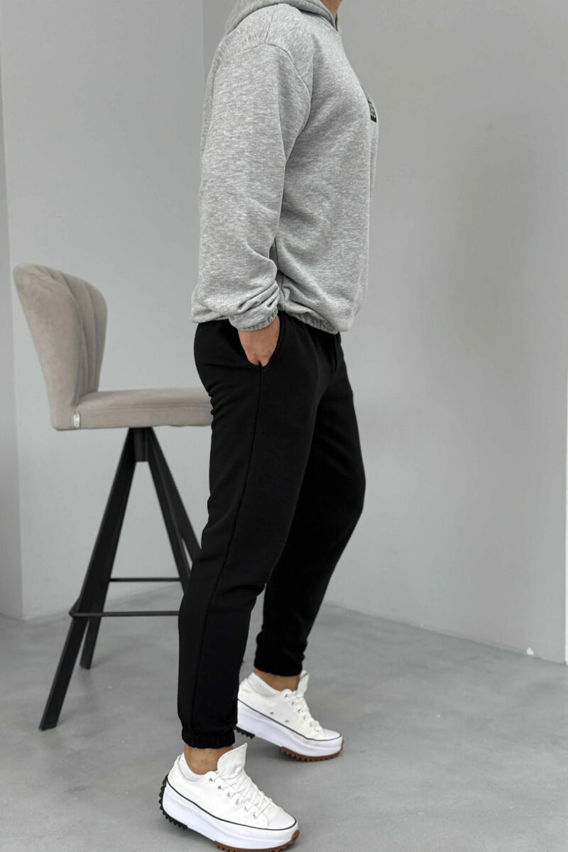 SIMPLE HOODIE+JOGGERS MEN SET GREY/BLACK-GRZE - 4