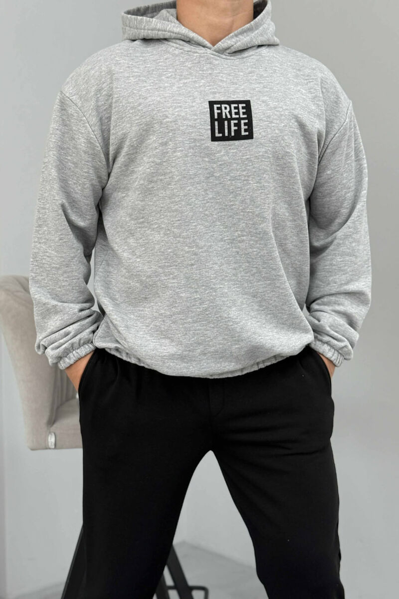 SIMPLE HOODIE+JOGGERS MEN SET GREY/BLACK-GRZE - 5
