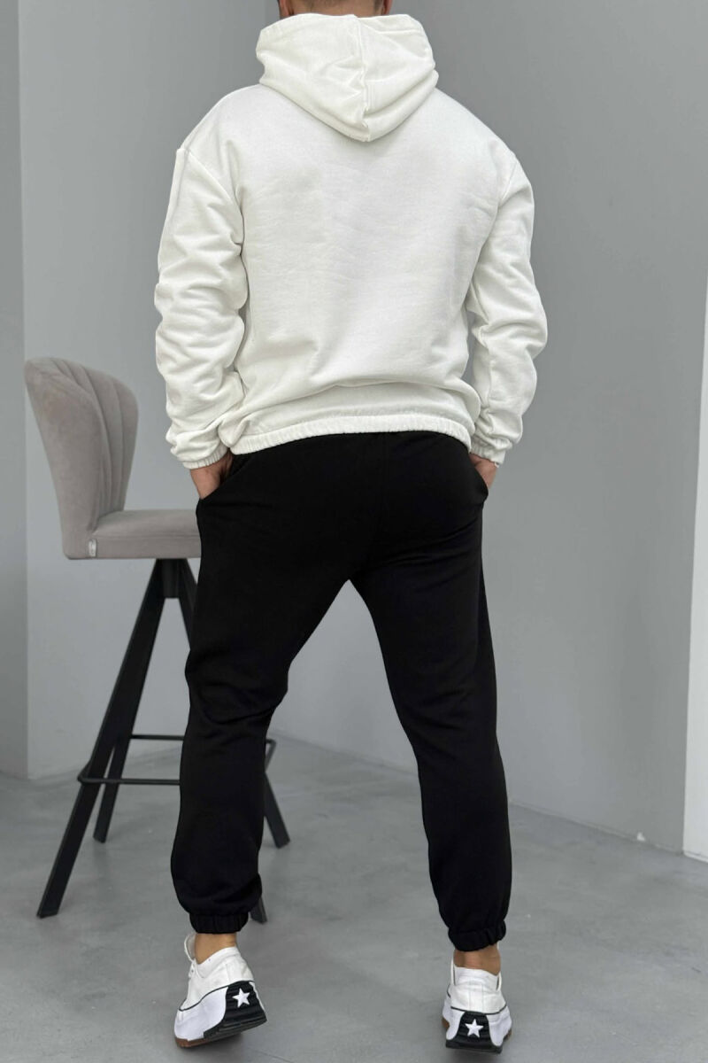 SIMPLE HOODIE+JOGGERS MEN SET WHITE-BLACK/BAZE - 2