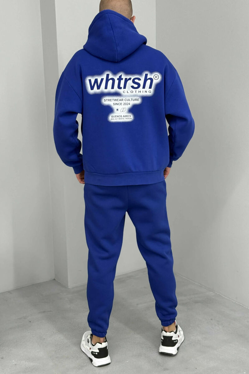 SIMPLE HOODIE+JOGGERS WRITTINGS FLUFFY MEN SET BLUE/BLU - 3