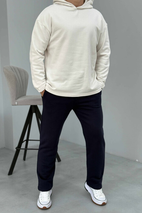 SIMPLE HOODIE+SWEATPANTS MEN SET CREAM-BLUE/KREM-BLU 