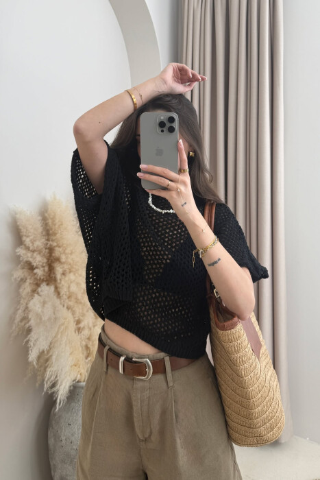 SIMPLE KNIT WOMAN CROP TOP BLACK/ E ZEZE - 2