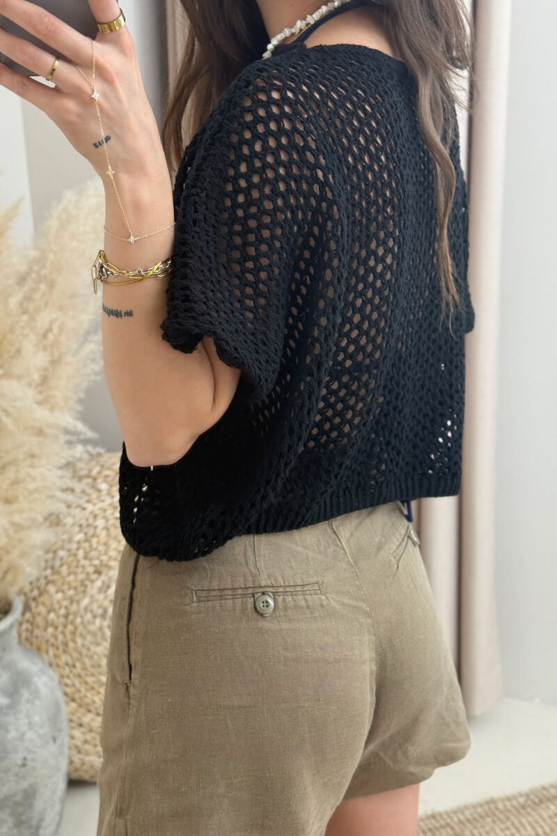 SIMPLE KNIT WOMAN CROP TOP BLACK/ E ZEZE - 4