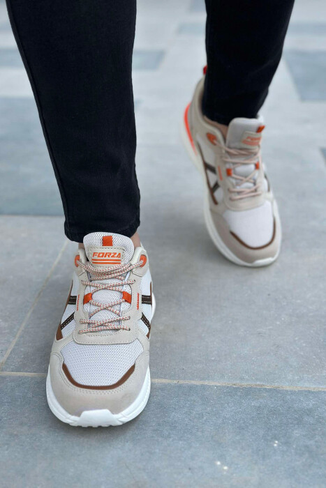 SIMPLE LACING MEN SNEAKERS BEIGE+BROWN/BEZHE+KAFE - 3