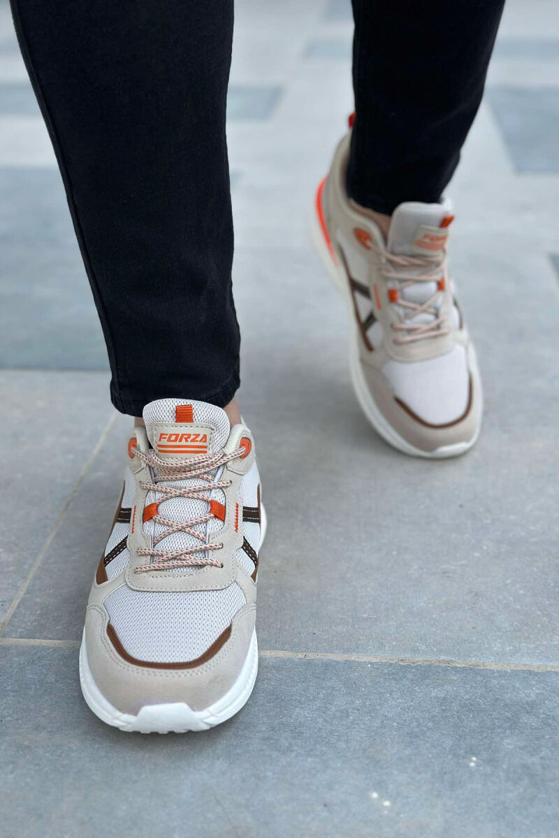 SIMPLE LACING MEN SNEAKERS BEIGE+BROWN/BEZHE+KAFE - 3