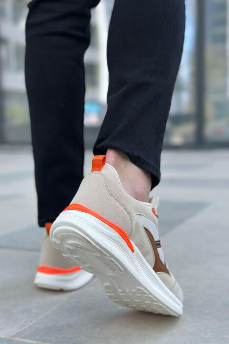 SIMPLE LACING MEN SNEAKERS BEIGE+BROWN/BEZHE+KAFE - 4