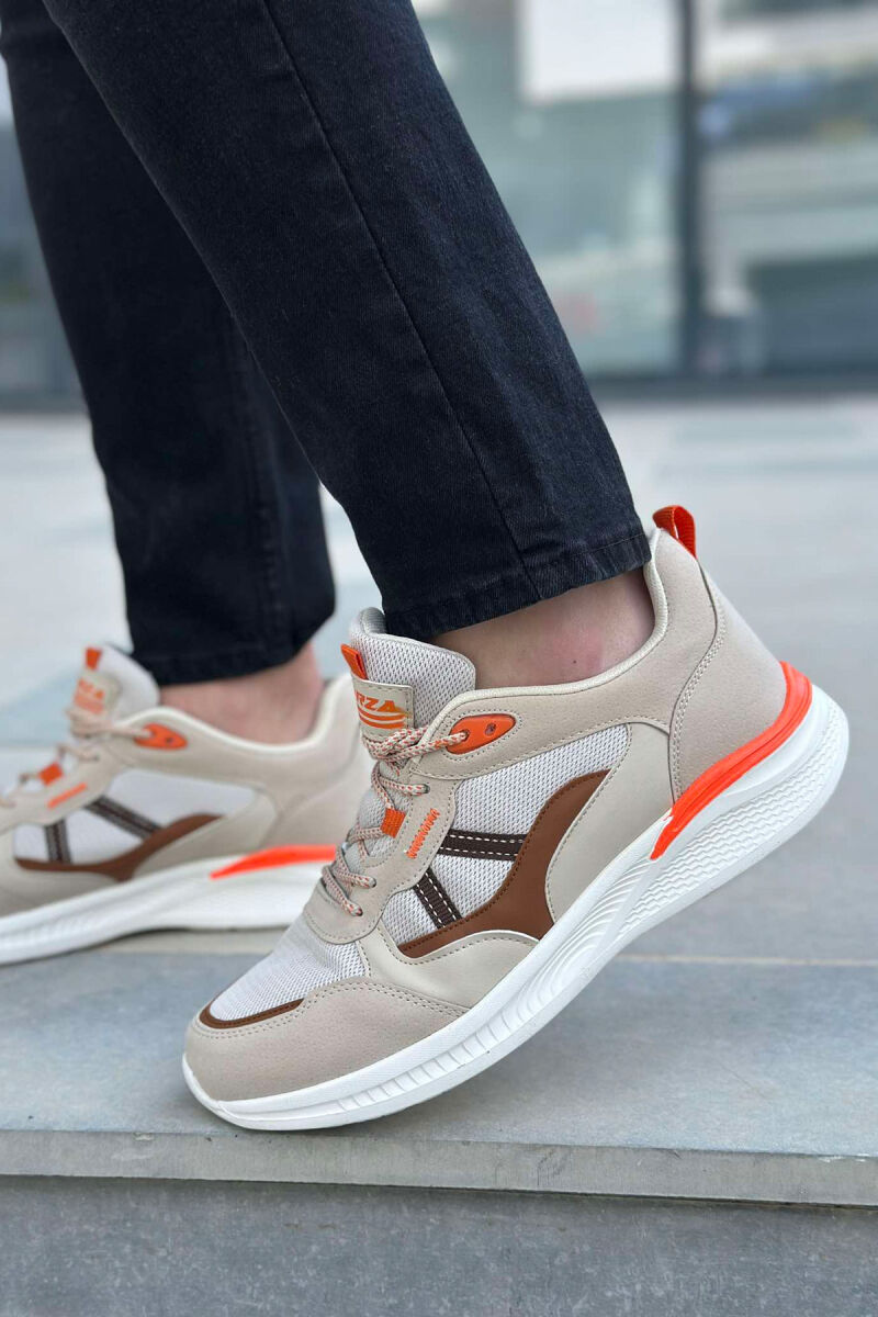 SIMPLE LACING MEN SNEAKERS BEIGE+BROWN/BEZHE+KAFE - 5