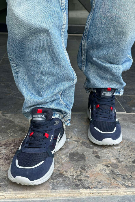 SIMPLE LACING MEN SNEAKERS DARK BLUE/BEE - 5