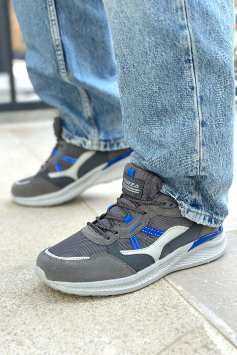 SIMPLE LACING MEN SNEAKERS GREY-BLUE/ GRBL - KLAUDIO FASHION