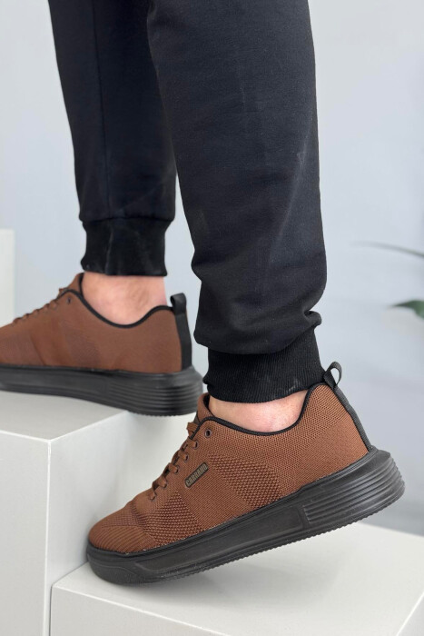SIMPLE LACING PLATFORM MEN SNEAKERS BROWN/KAFE - 3