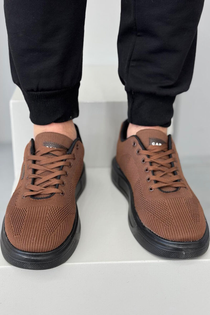 SIMPLE LACING PLATFORM MEN SNEAKERS BROWN/KAFE - 4