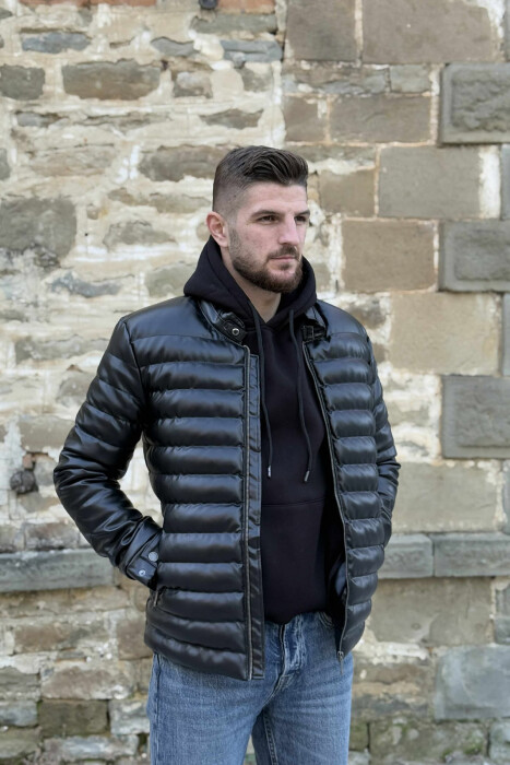 XHAKETË E THJESHTË LËKURE PËR MESHKUJ NË NGJYRË TË ZEZË - KLAUDIO FASHION