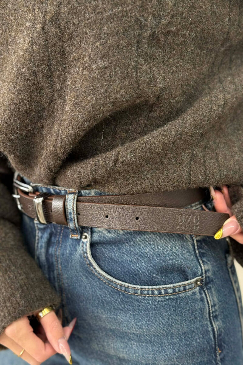 SIMPLE LEATHER WOMEN BELT DARK BROWN/KAE - 3
