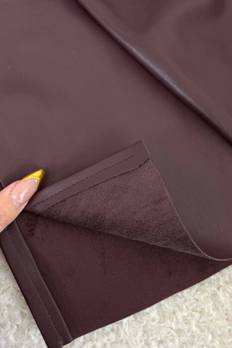 SIMPLE LEATHER WOMEN TROUSERS DARK BURGUNDY/VISHNJE E ERRET - 6