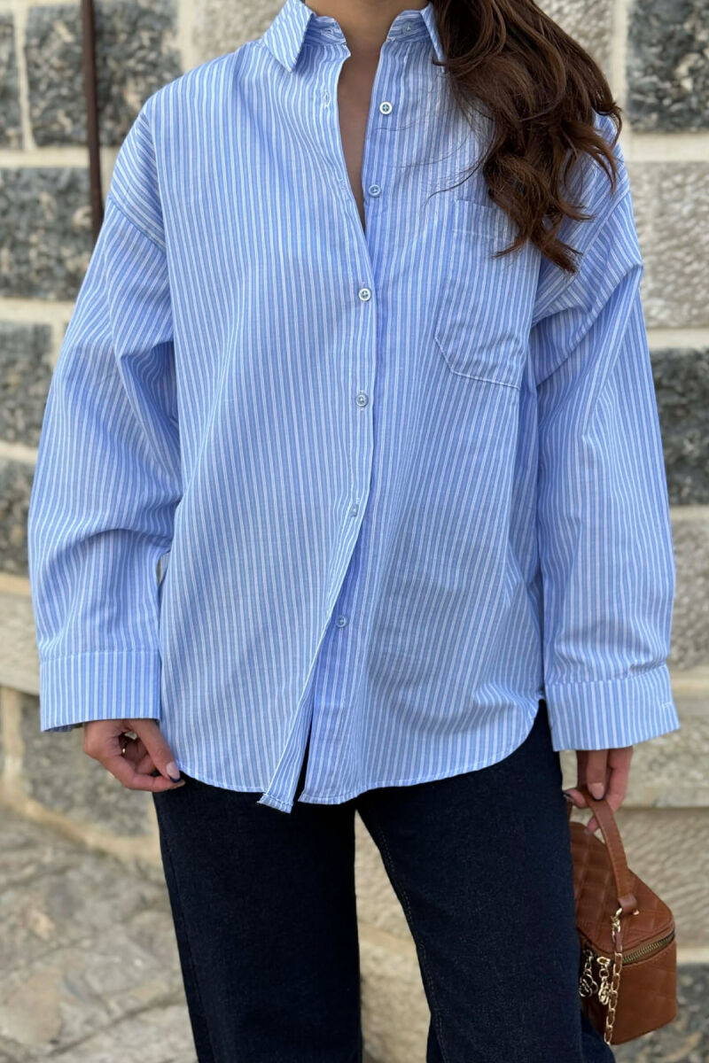 SIMPLE LINES DESIGN WOMAN SHIRT LIGHTBLUE/BZ - 2