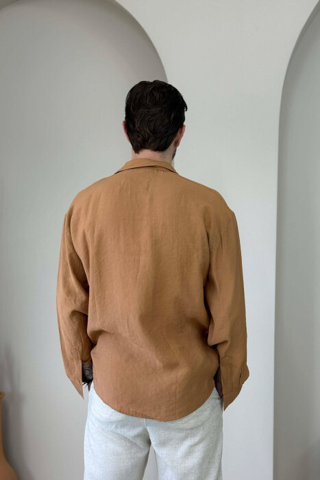 SIMPLE LONG SLEEVE MEN SHIRT BROWN/KAFE - 2