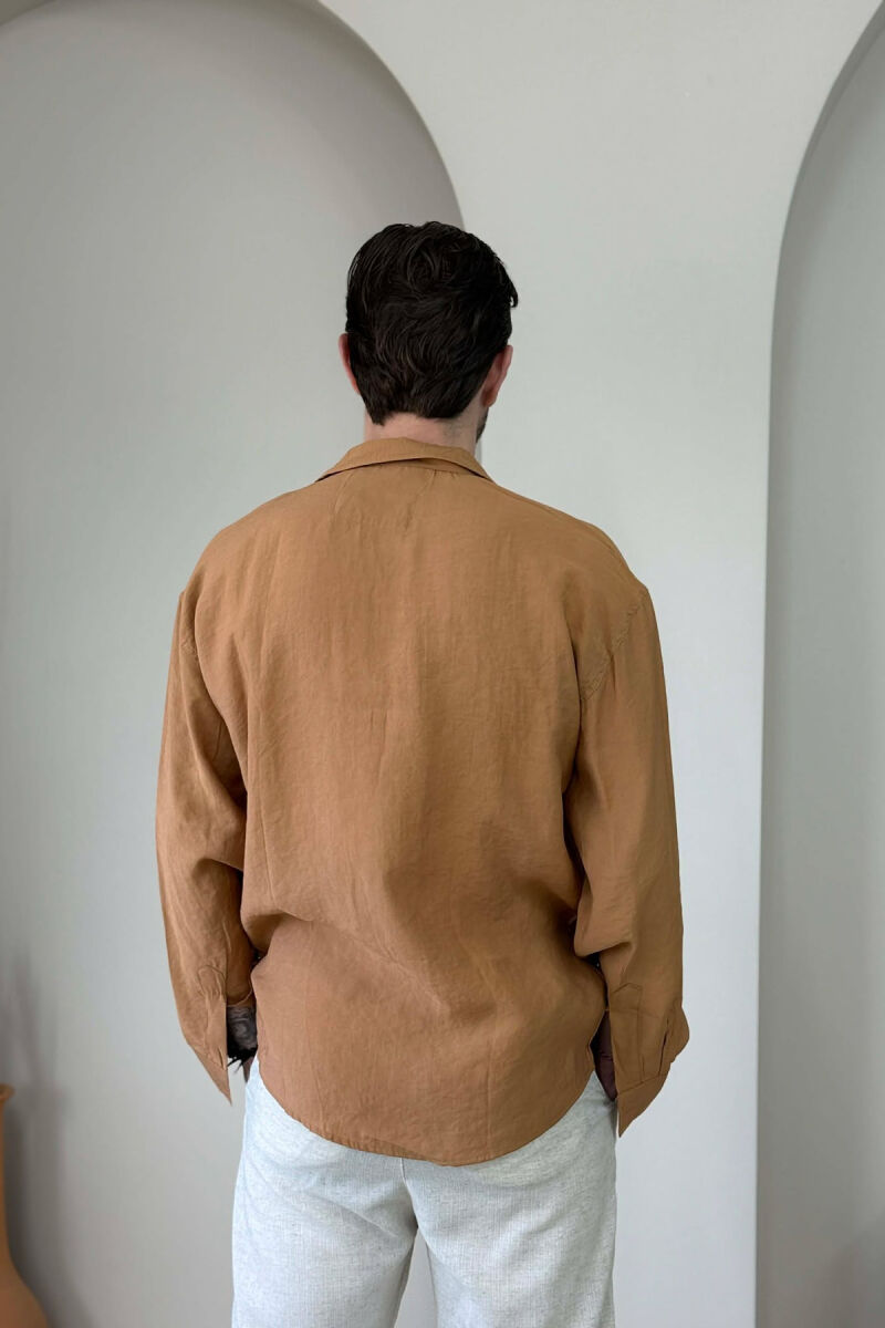 SIMPLE LONG SLEEVE MEN SHIRT BROWN/KAFE - 2