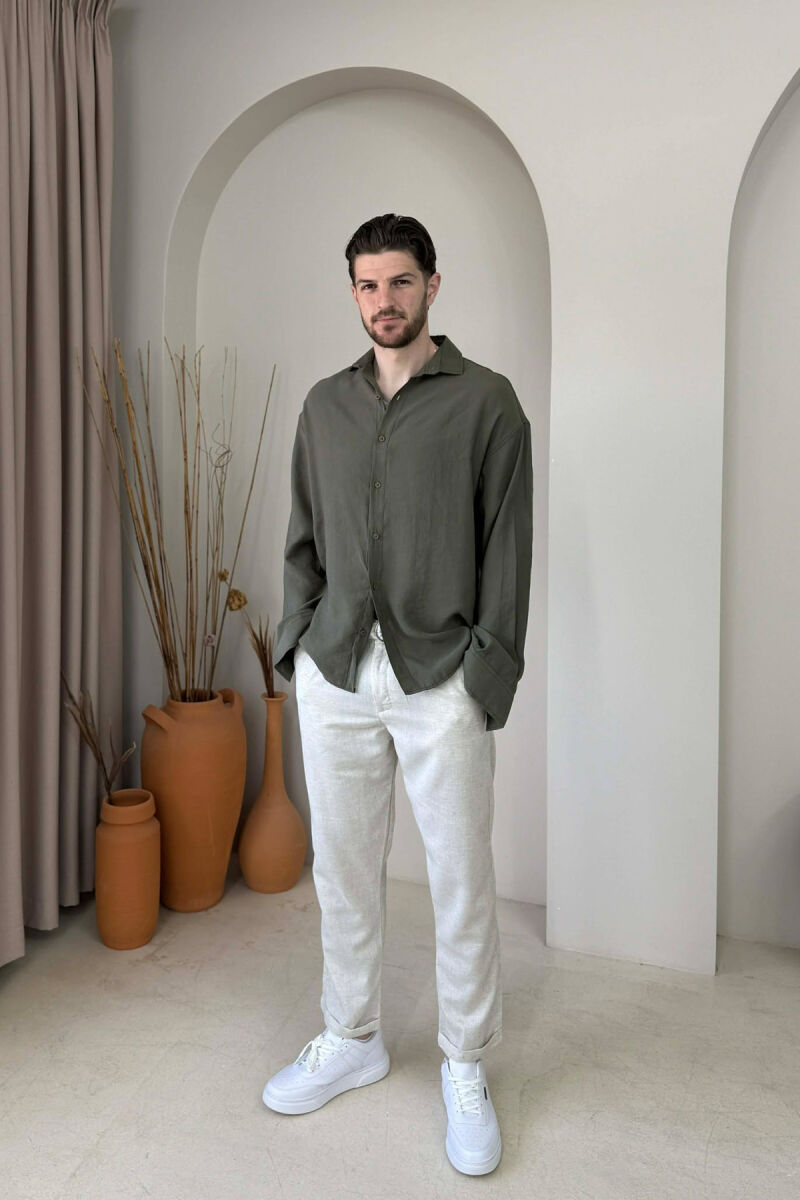 SIMPLE LONG SLEEVE MEN SHIRT GREEN/JESHILE - 2