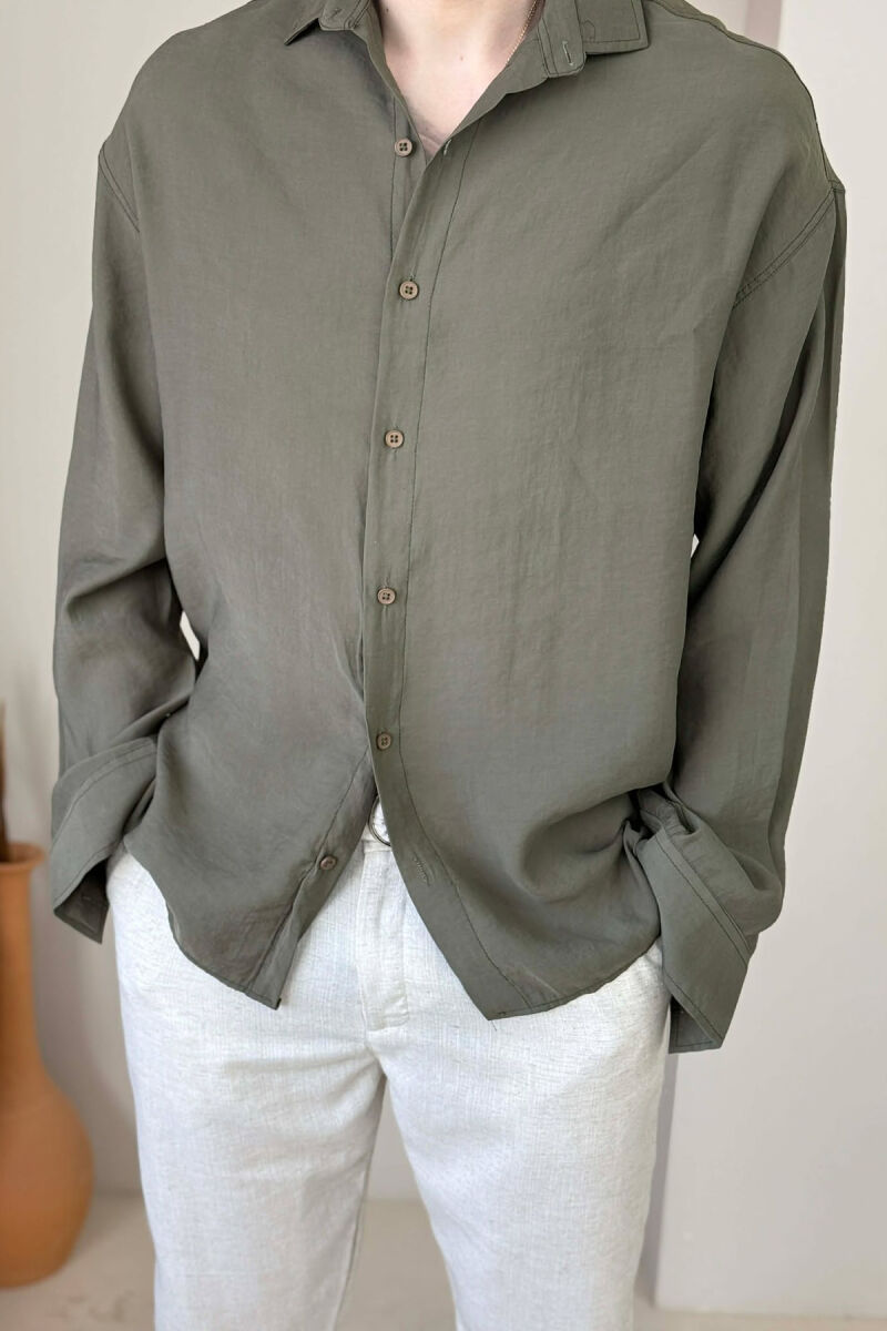 SIMPLE LONG SLEEVE MEN SHIRT GREEN/JESHILE - 3