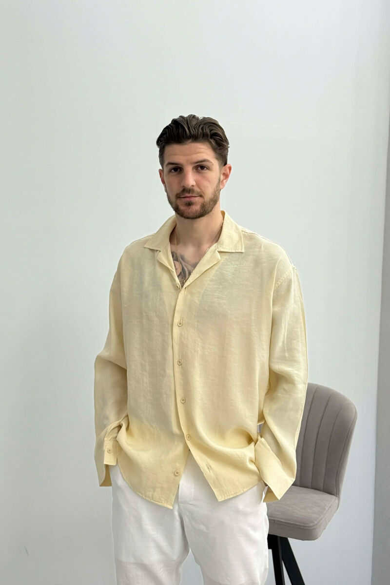 SIMPLE LONG SLEEVE MEN SHIRT LIGHT BEIGE/BZHZB - 1