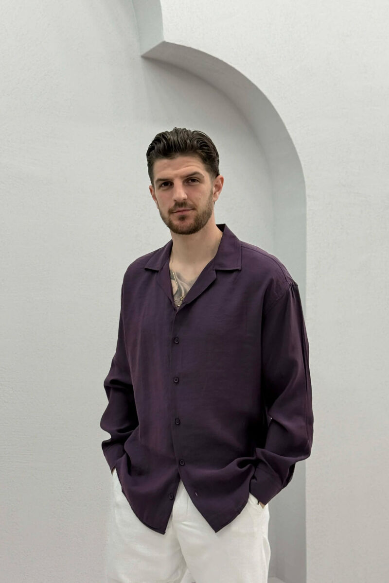 SIMPLE LONG SLEEVE MEN SHIRT PURPLE/LEJLA - 1